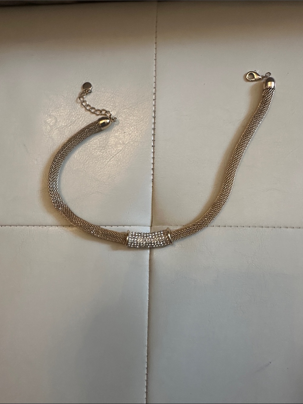 Silver Mesh Bracelet with Pavé Accent